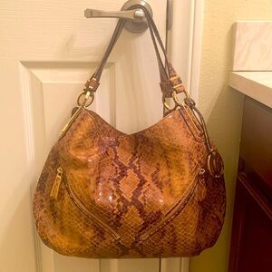 Michael Kors Snake Embossed Medium Leather Shoulder Bag